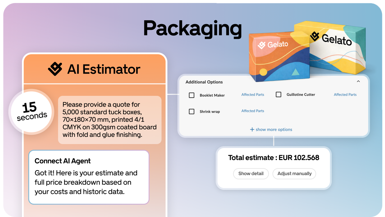 GelatoConnect AI Estimator interactive packaging demo preview