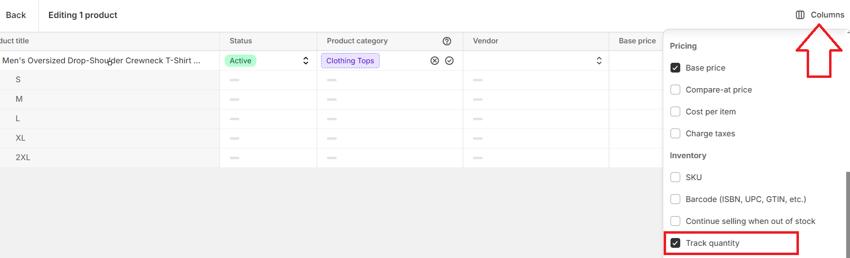 Add Inventory Tracking Select